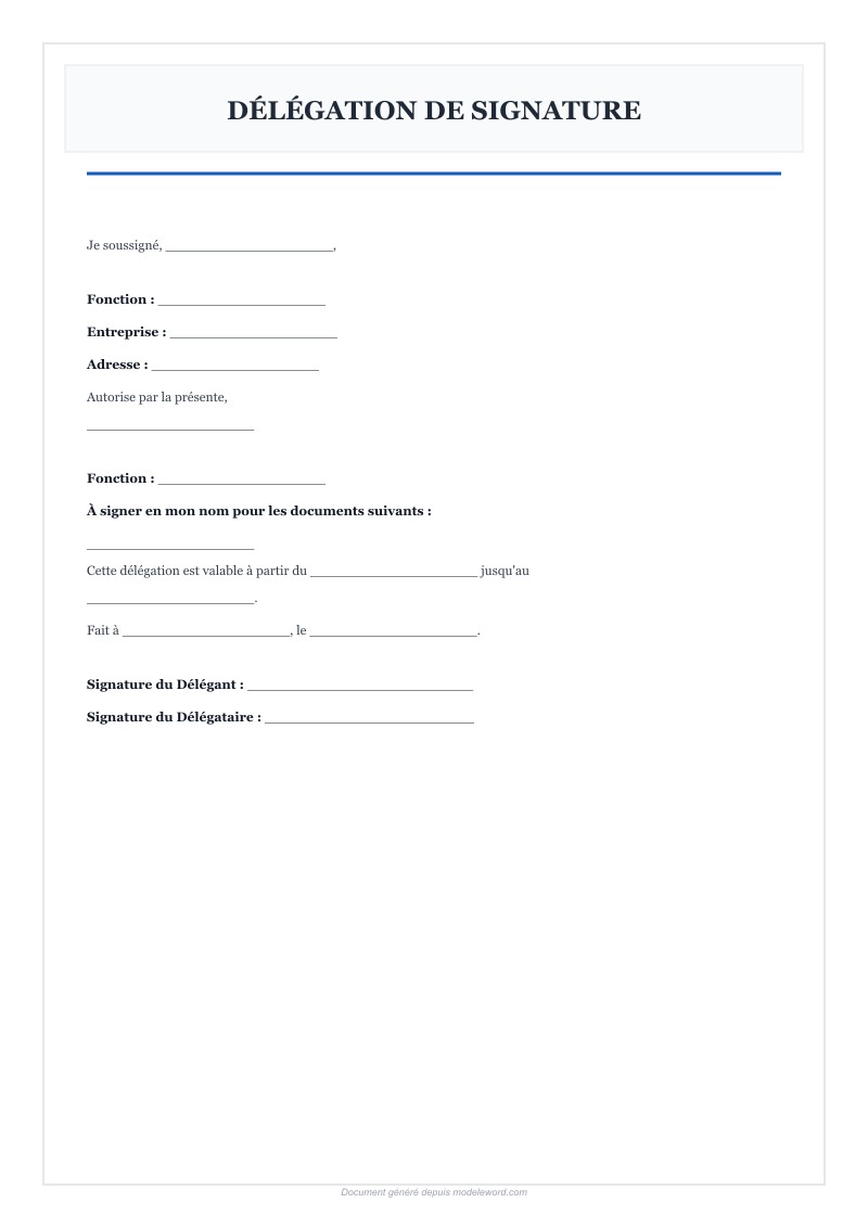 Délégation De Signature - Modèle Word
