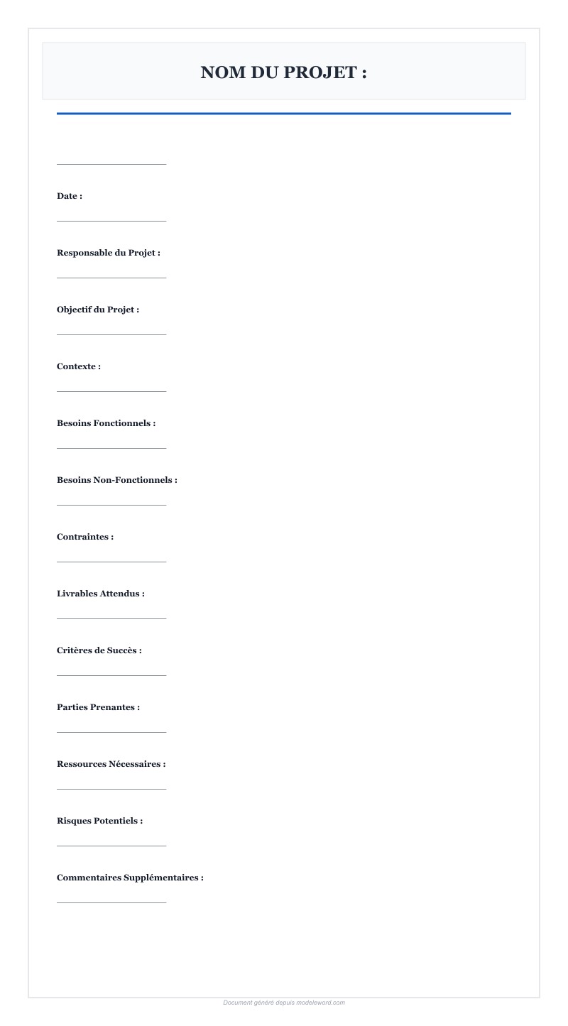 Modèle Fiche Expression De Besoin Word - Télécharger 2025