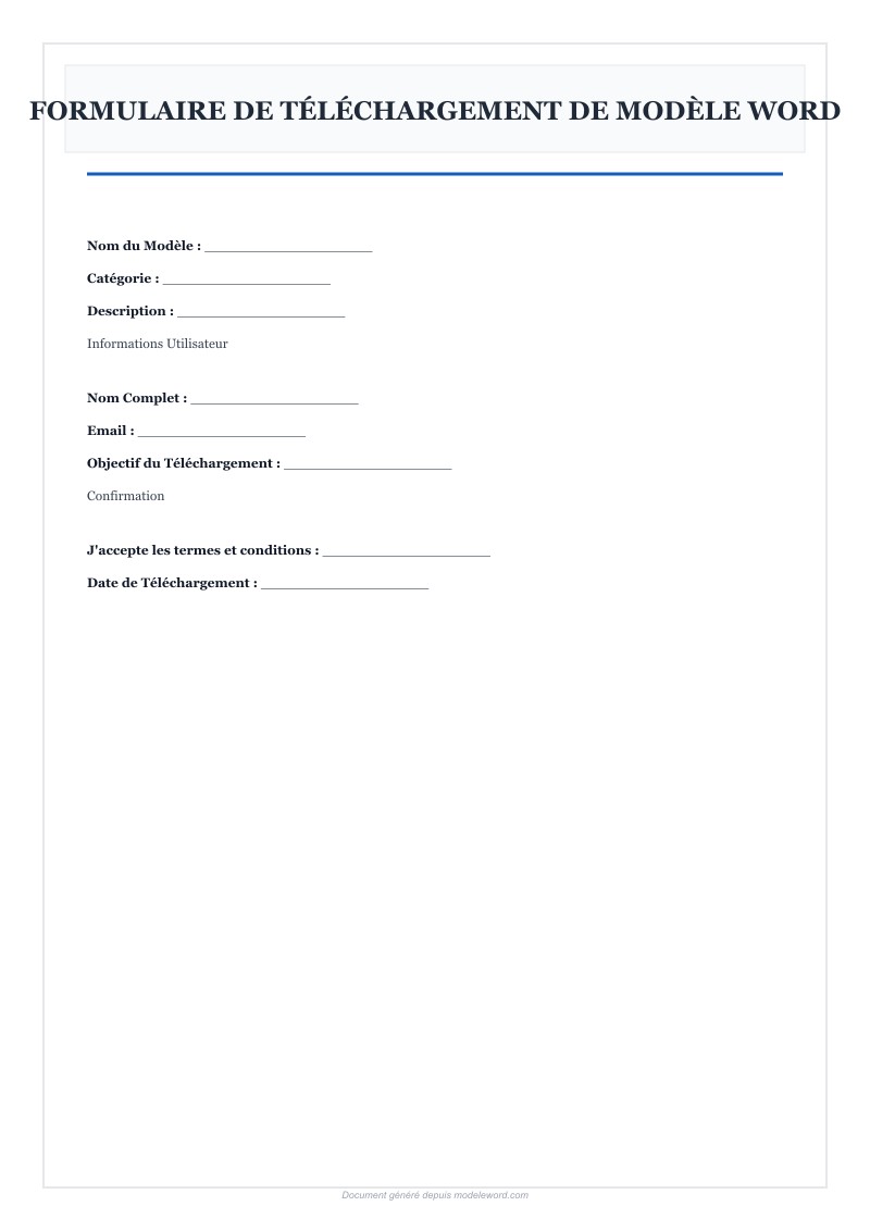 Modèle Formulaire Word Télécharger - Télécharger 2025