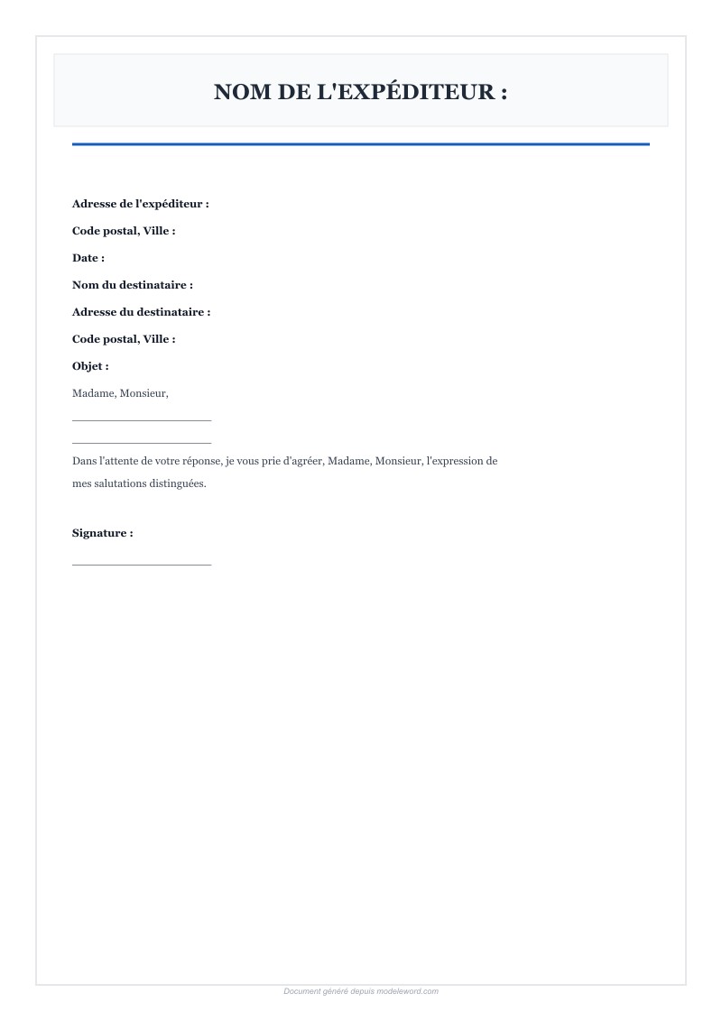 Modele Courrier Word - Télécharger 2025